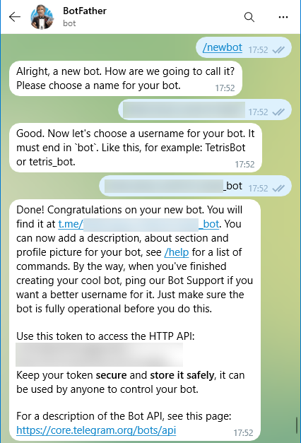 Create a bot using @BotFater
